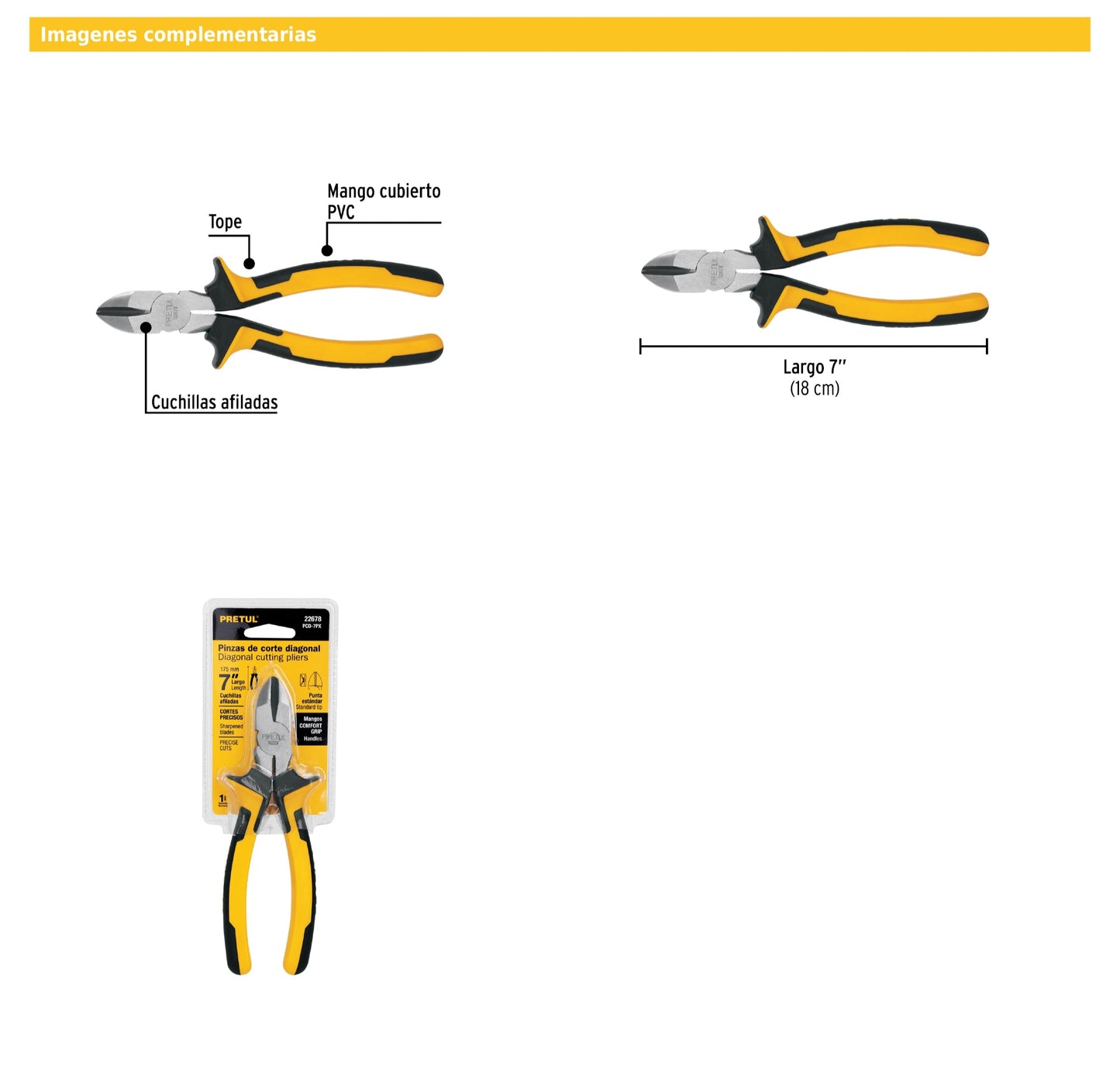 Pinza de corte diagonal 7" mango Comfort Grip