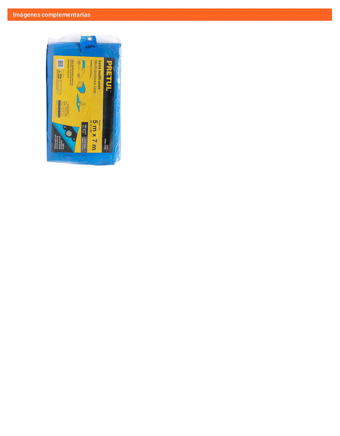 Lona Polietileno 5x7 m Azul 110g