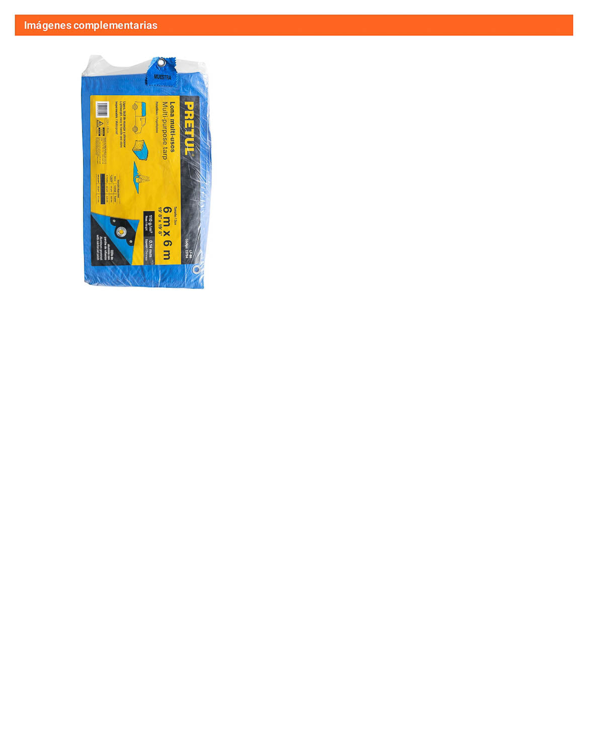 Lona Polietileno 6x6 m Azul 110g