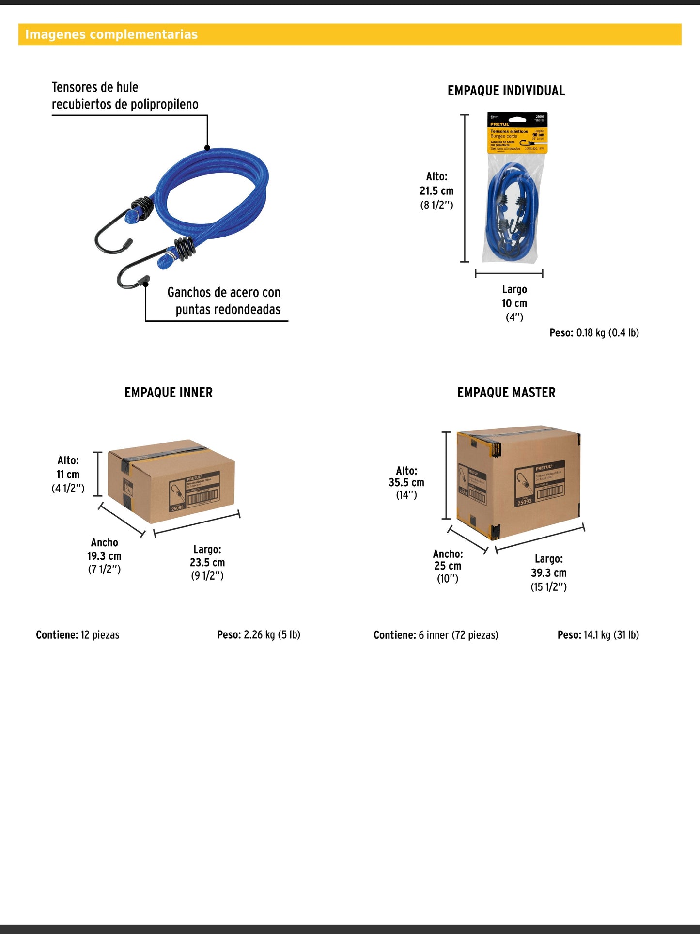 Tensores elásticos azules de 90 cm