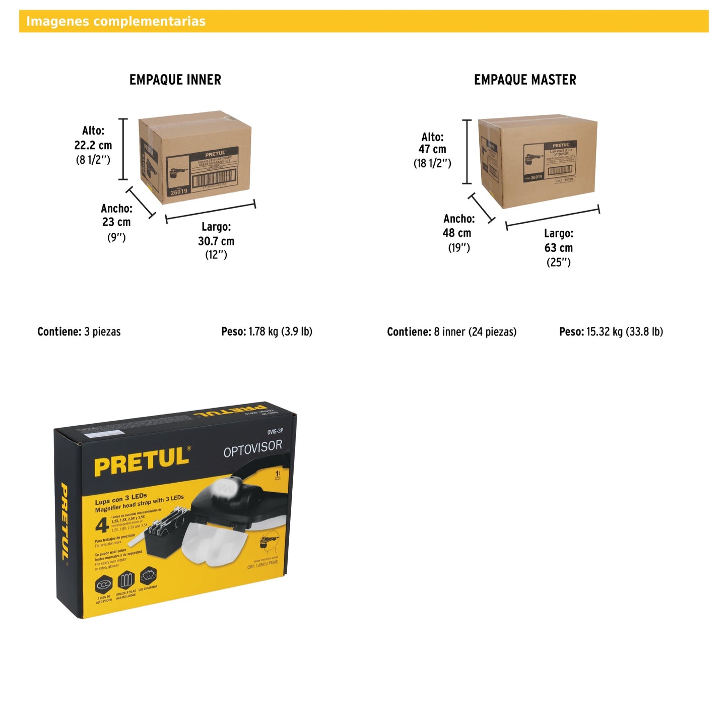Lupa optovisor de 3 LEDs