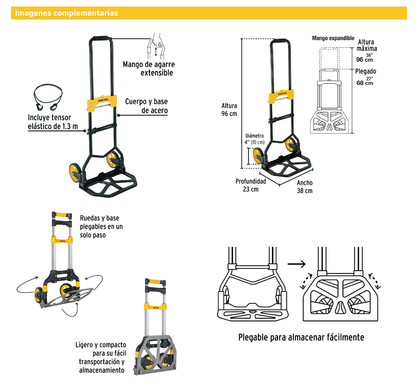 Diablo de carga plegable acero 60 kg
