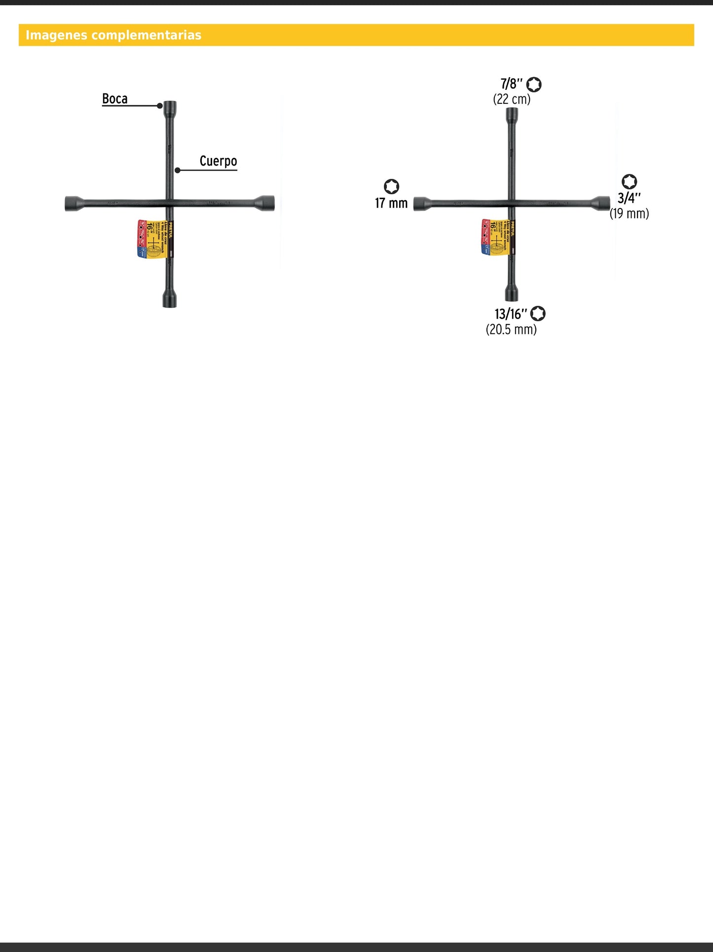 Llave de cruz de 40 cm en acabado negro mate