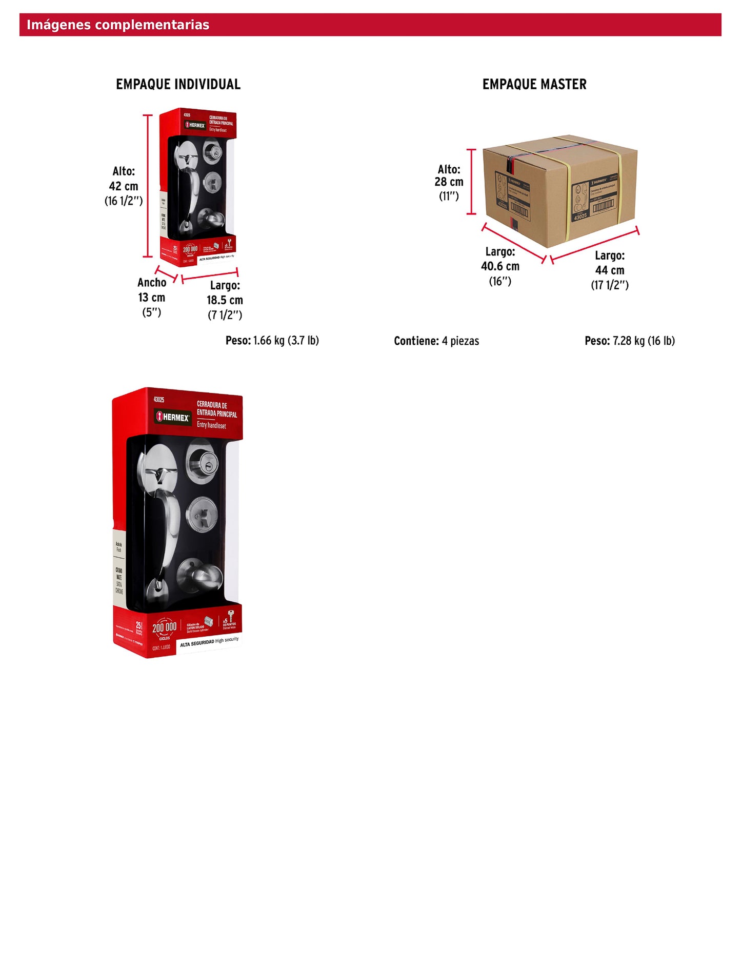 Jaladera y perilla de cromo mate con cerrojo llave mariposa