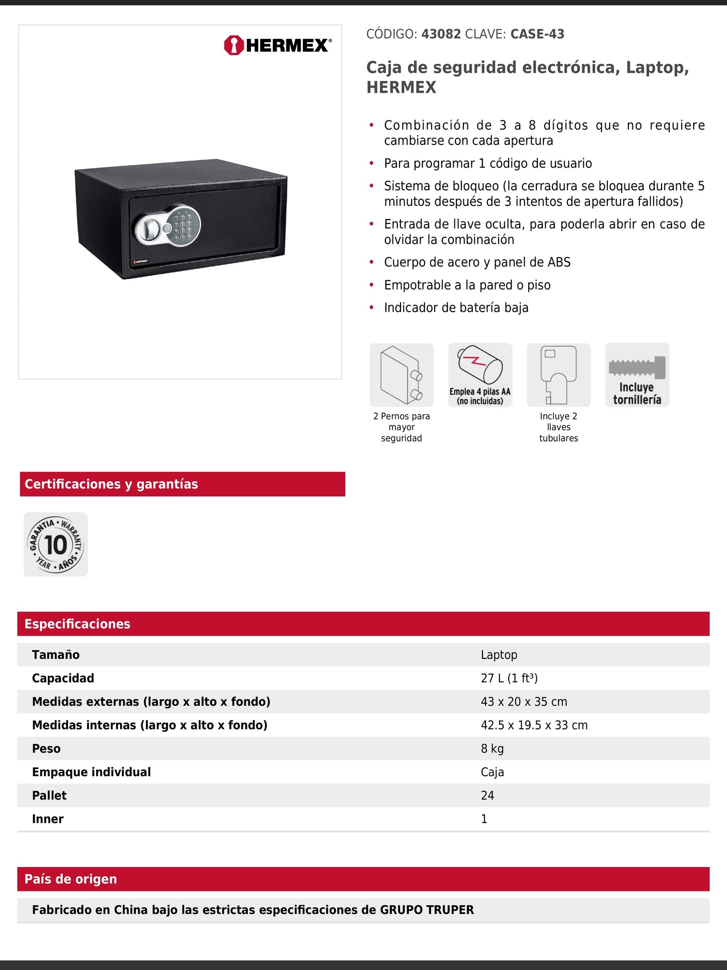 Caja fuerte de seguridad electrónica de acero para laptop con combinación programable