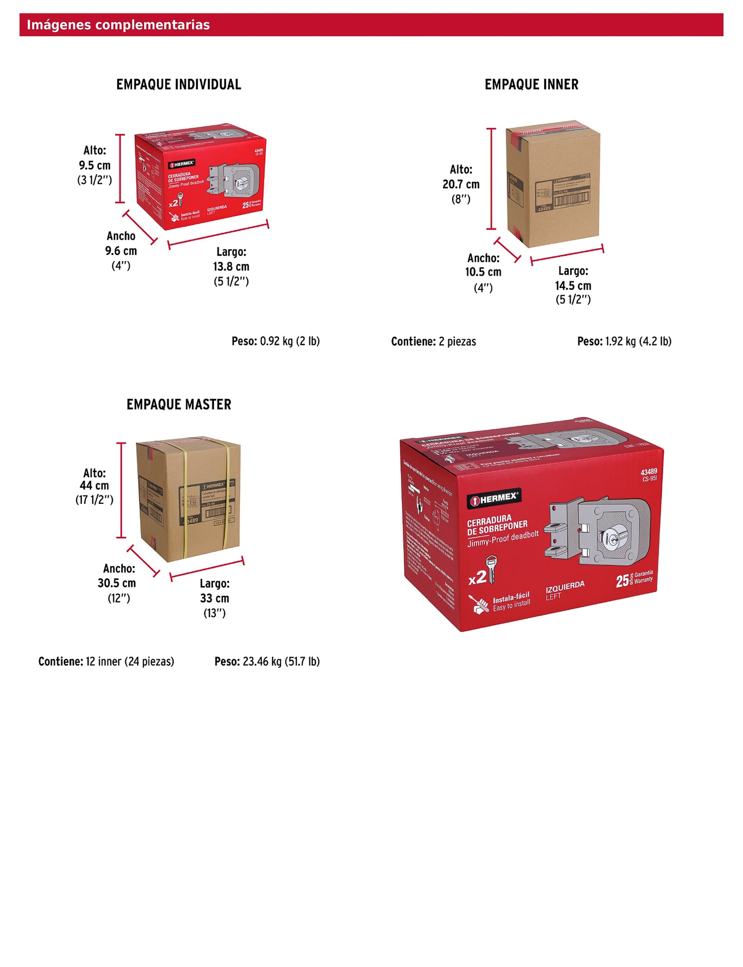 Cerradura de sobreponer instala fácil para puerta corrediza izquierda