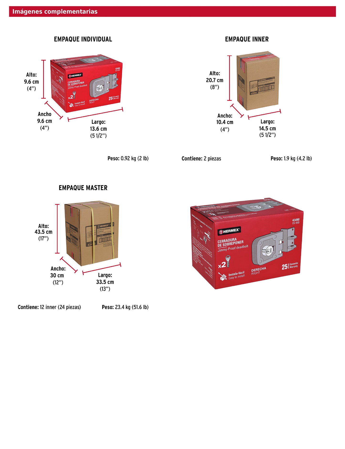 Cerradura de sobreponer instala fácil para puerta corrediza derecha
