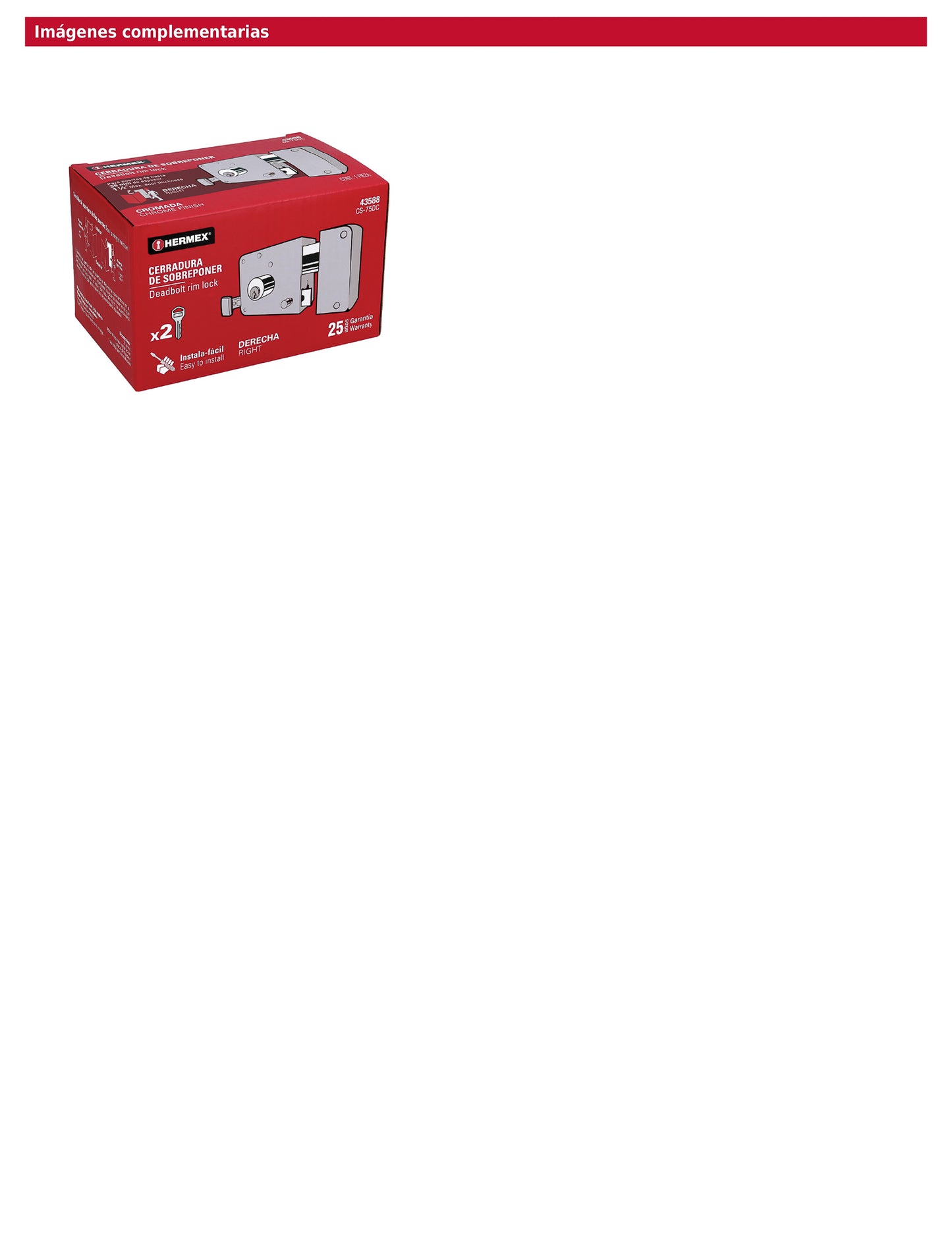 Cerradura de sobreponer instala fácil derecha cromada tradicional