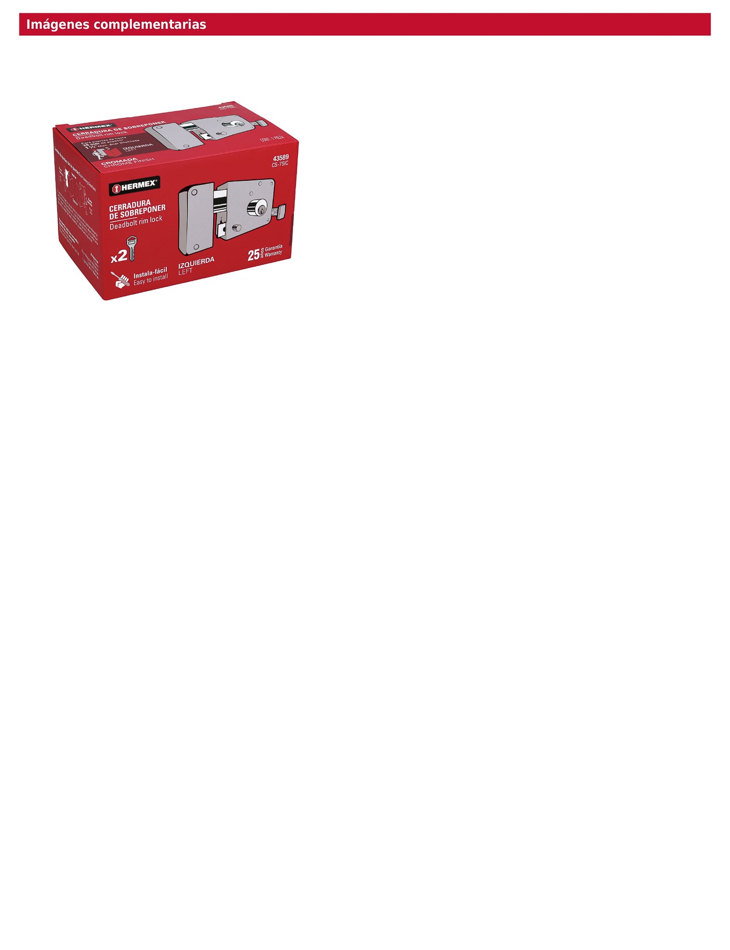 Cerradura de sobreponer instala fácil izquierda cromada tradicional