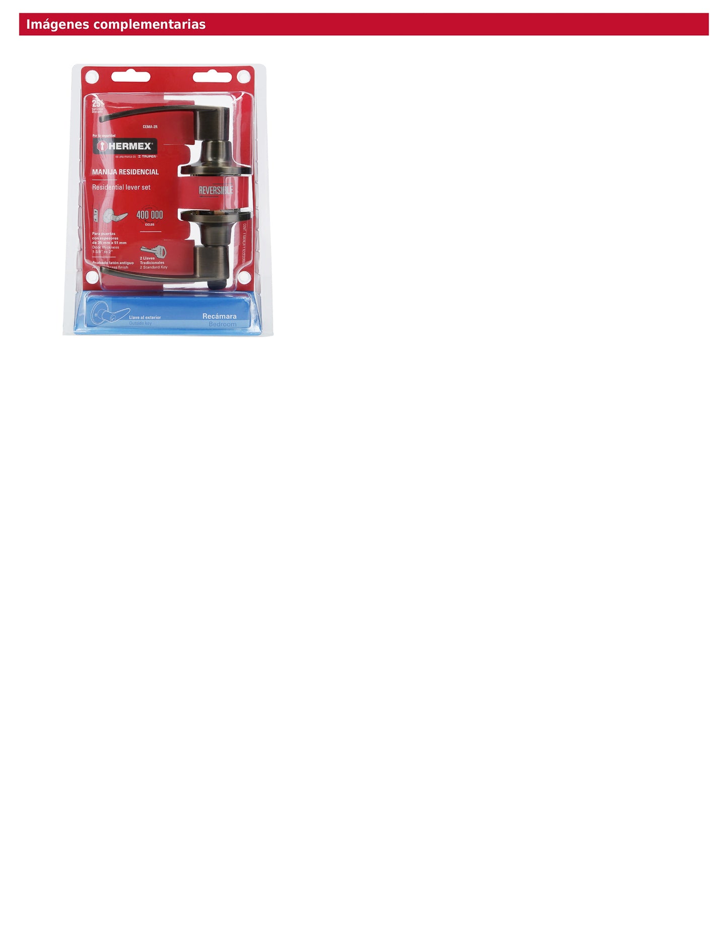 Cerradura manija recámara de latón antiguo con cilindro de latón