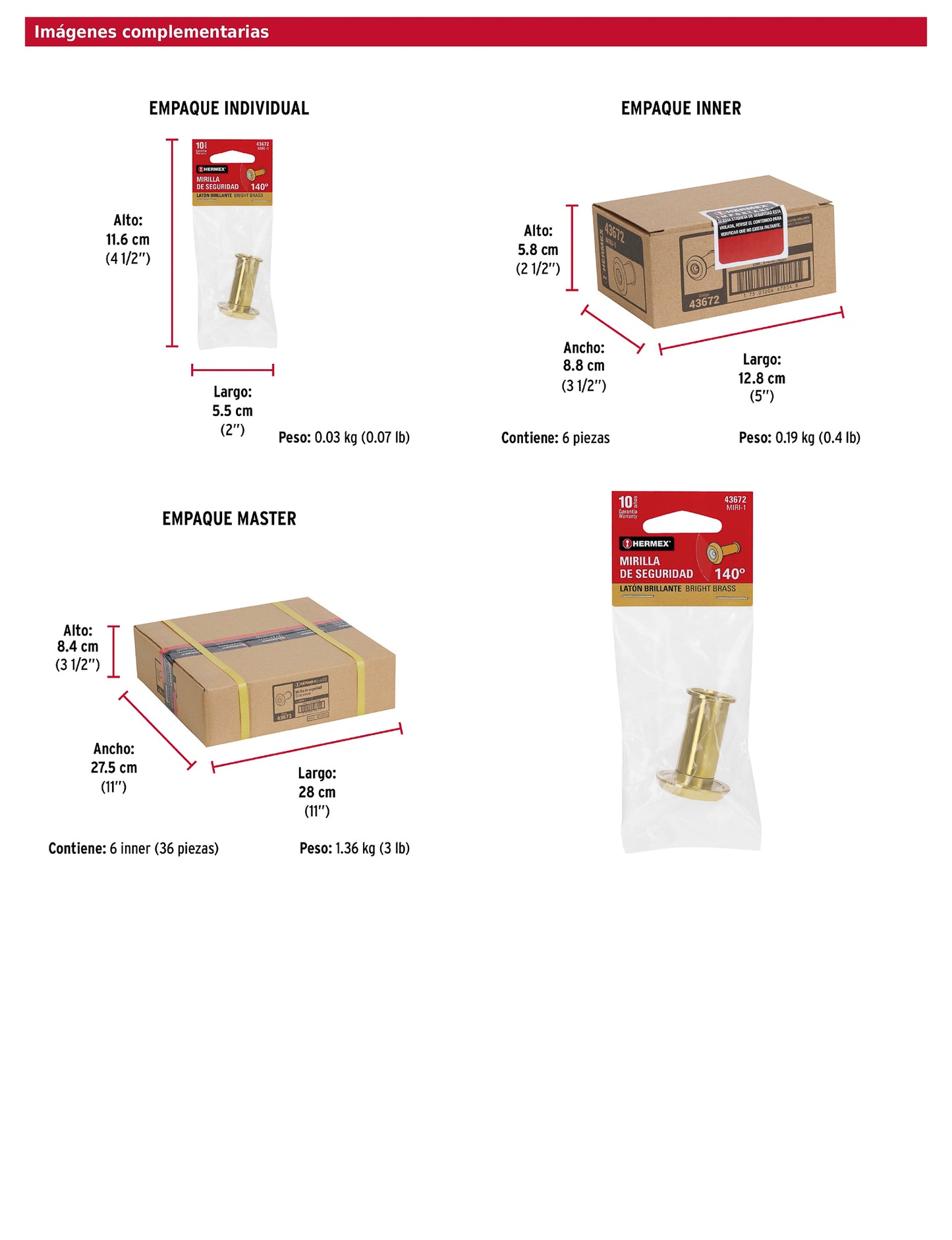 Mirilla de seguridad acabado latón