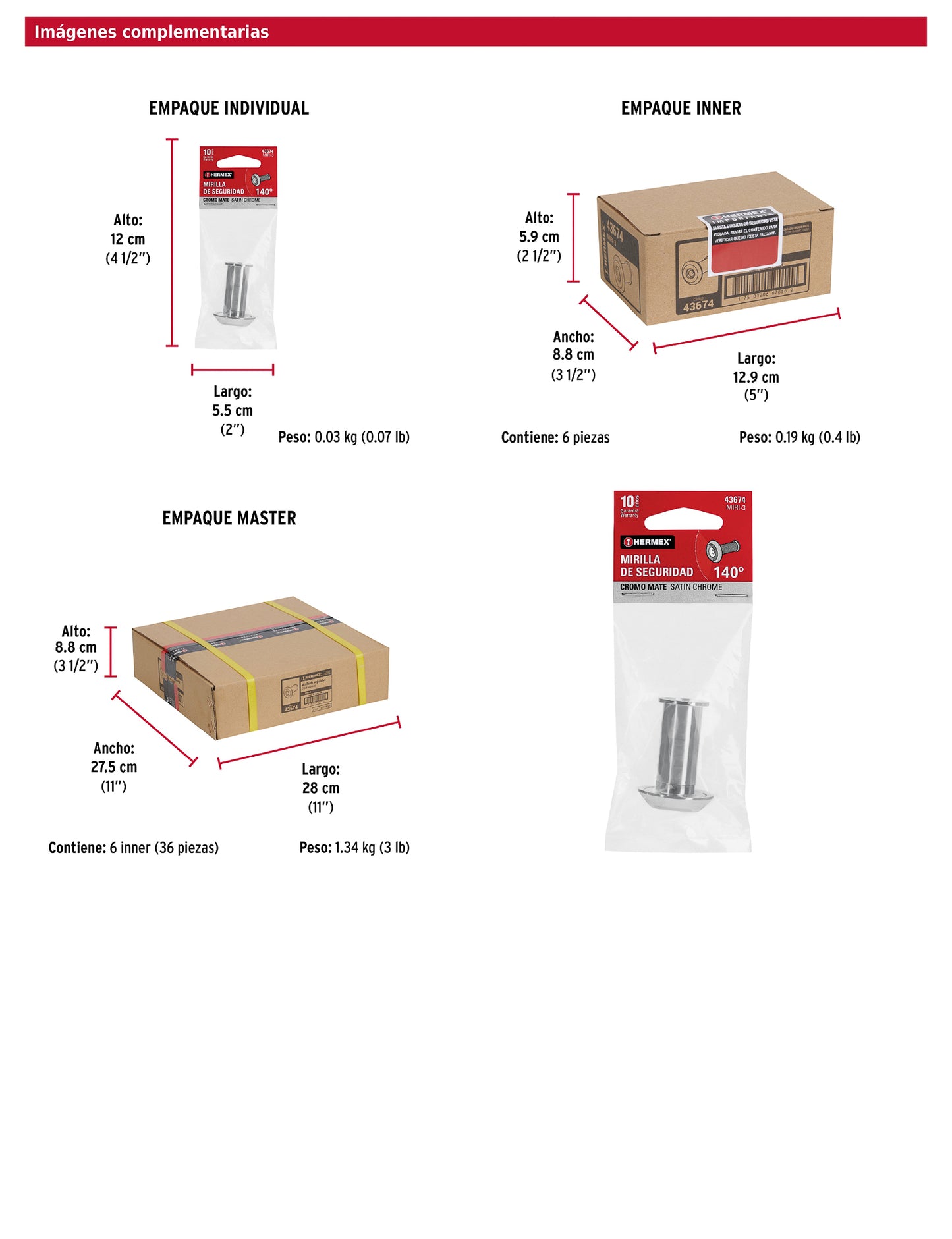 Mirilla de seguridad acabado cromo mate