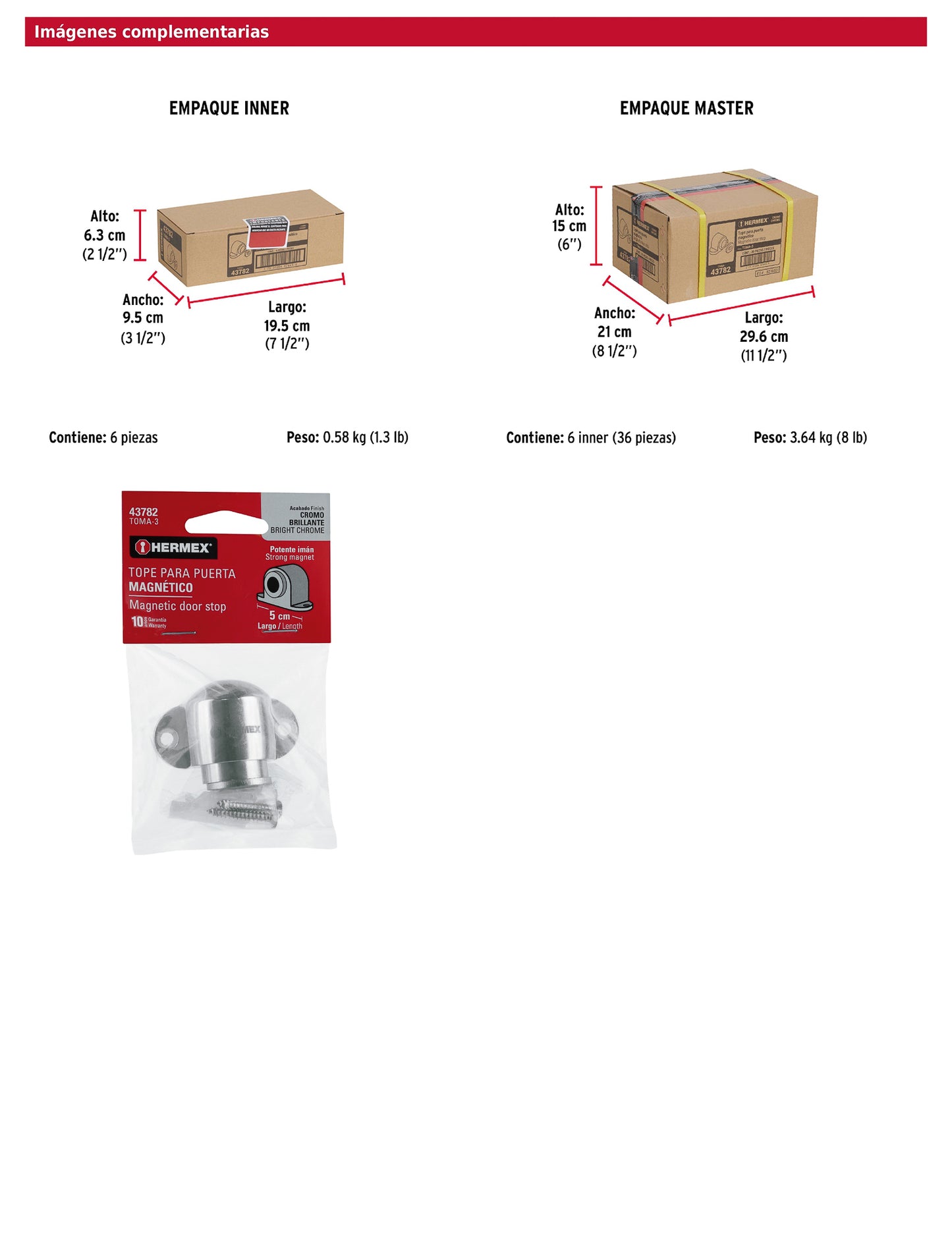 Tope para puerta magnético acabado cromo