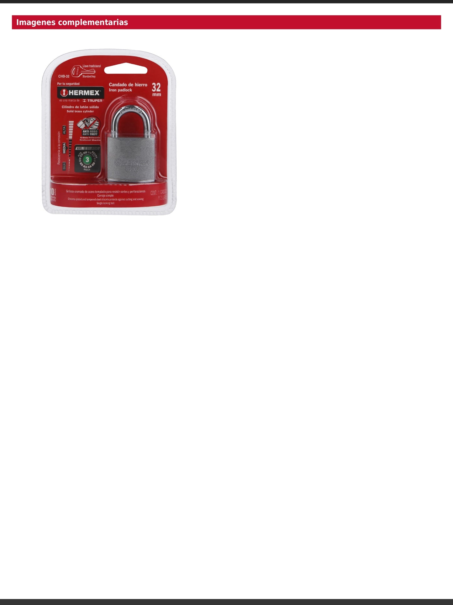 Candado de hierro de 32 mm con gancho corto