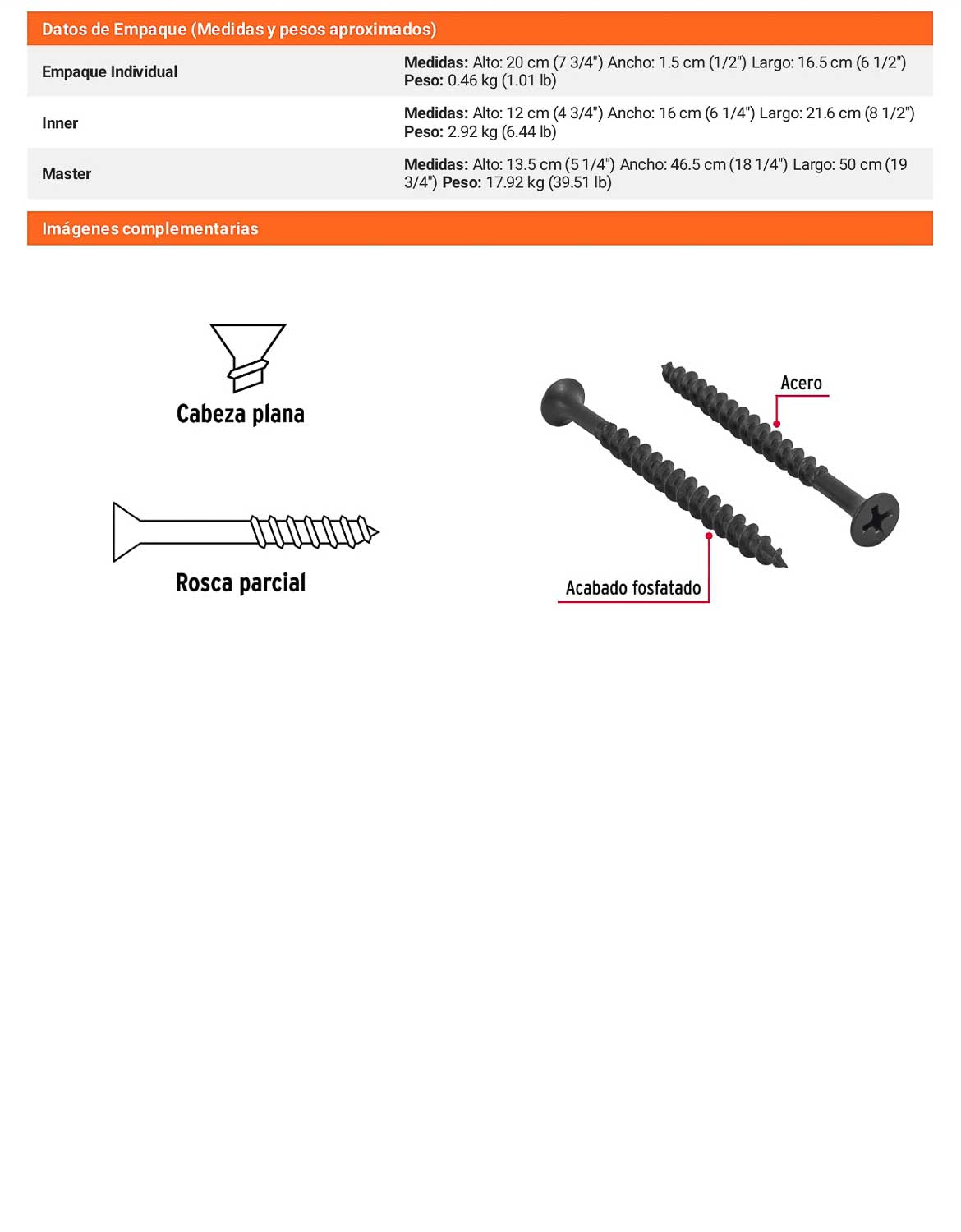 100 Tornillos Multiusos 10 x 2-1/2 pulg