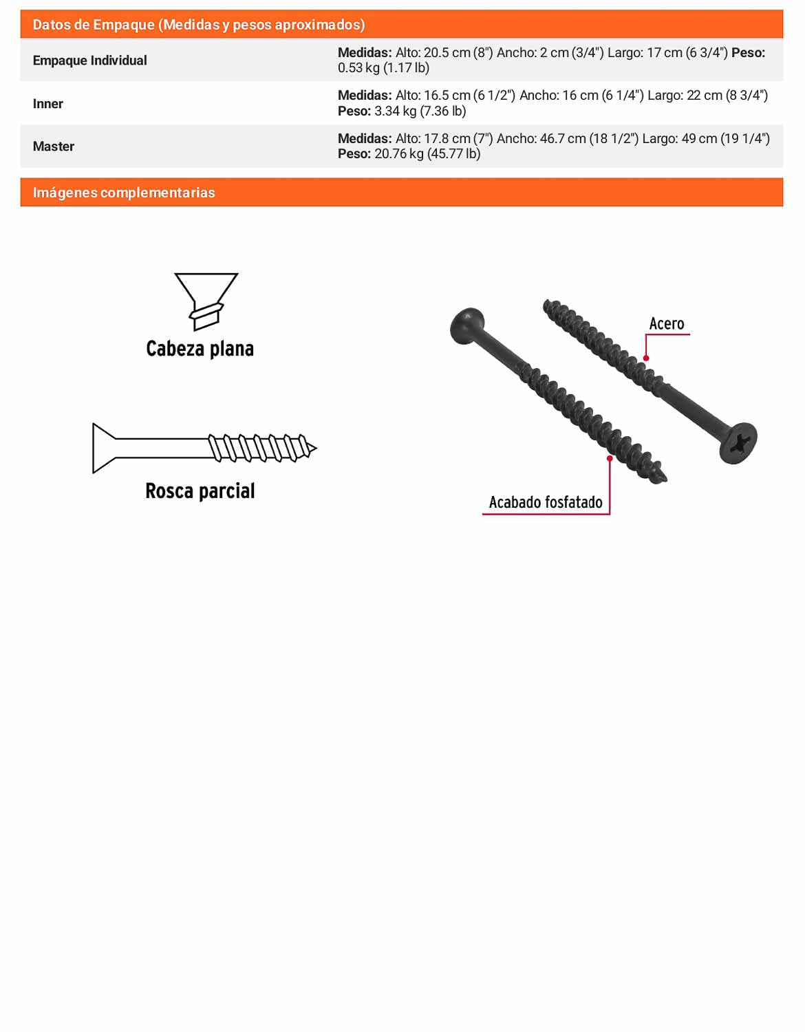 100 Tornillos Multiusos 10 x 3 pulg