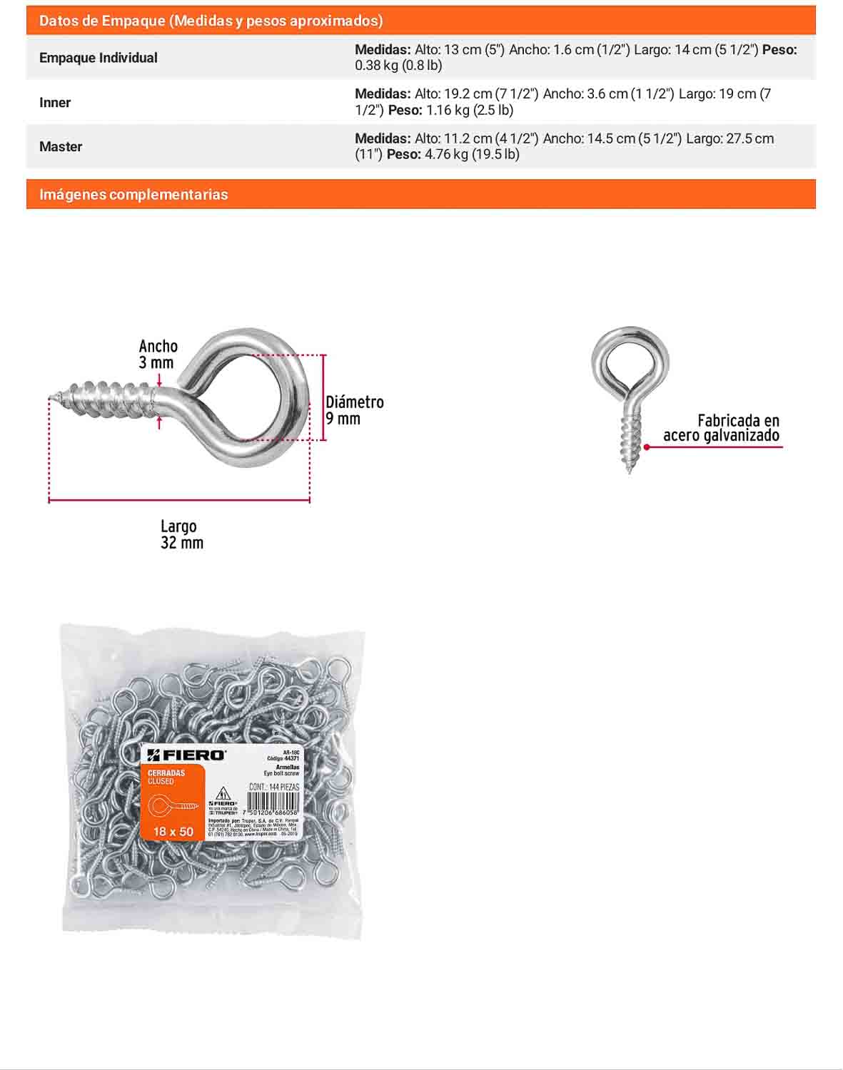 144 Armellas Cerradas 18 x 50