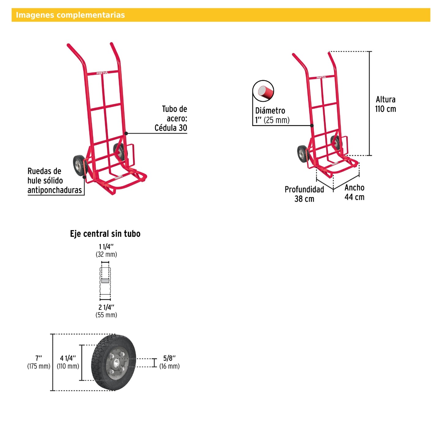 Diablo de carga de 200 kg ruedas sólidas balero sencillo