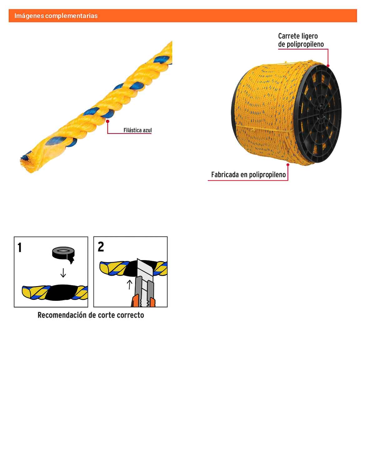 Cuerda Polipropileno 8mm Carrete 20kg
