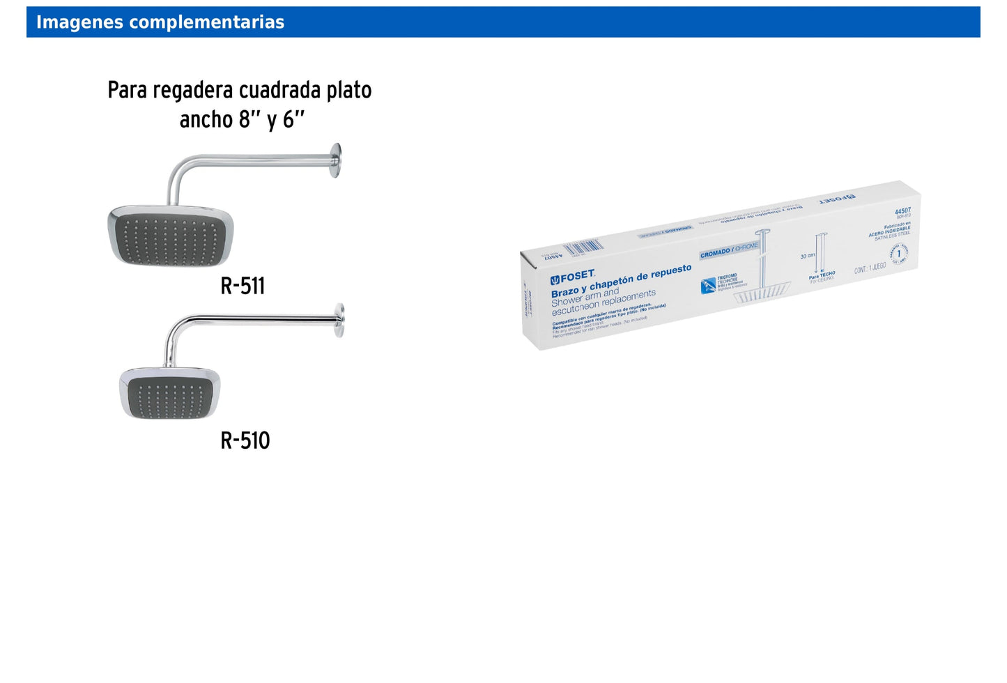 Brazo recto de 30 cm para techo con chapetón