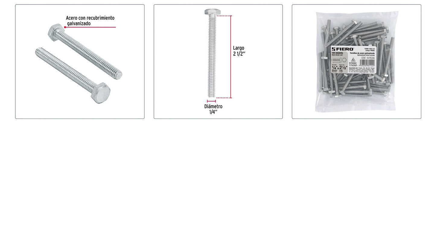 Tornillos tipo maquina 1/4 x 2-1/2
