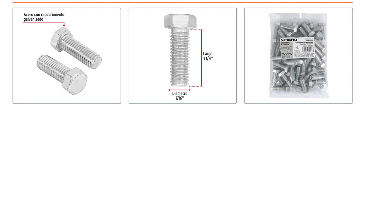 Tornillos tipo maquina 7/16 x 1-1/4