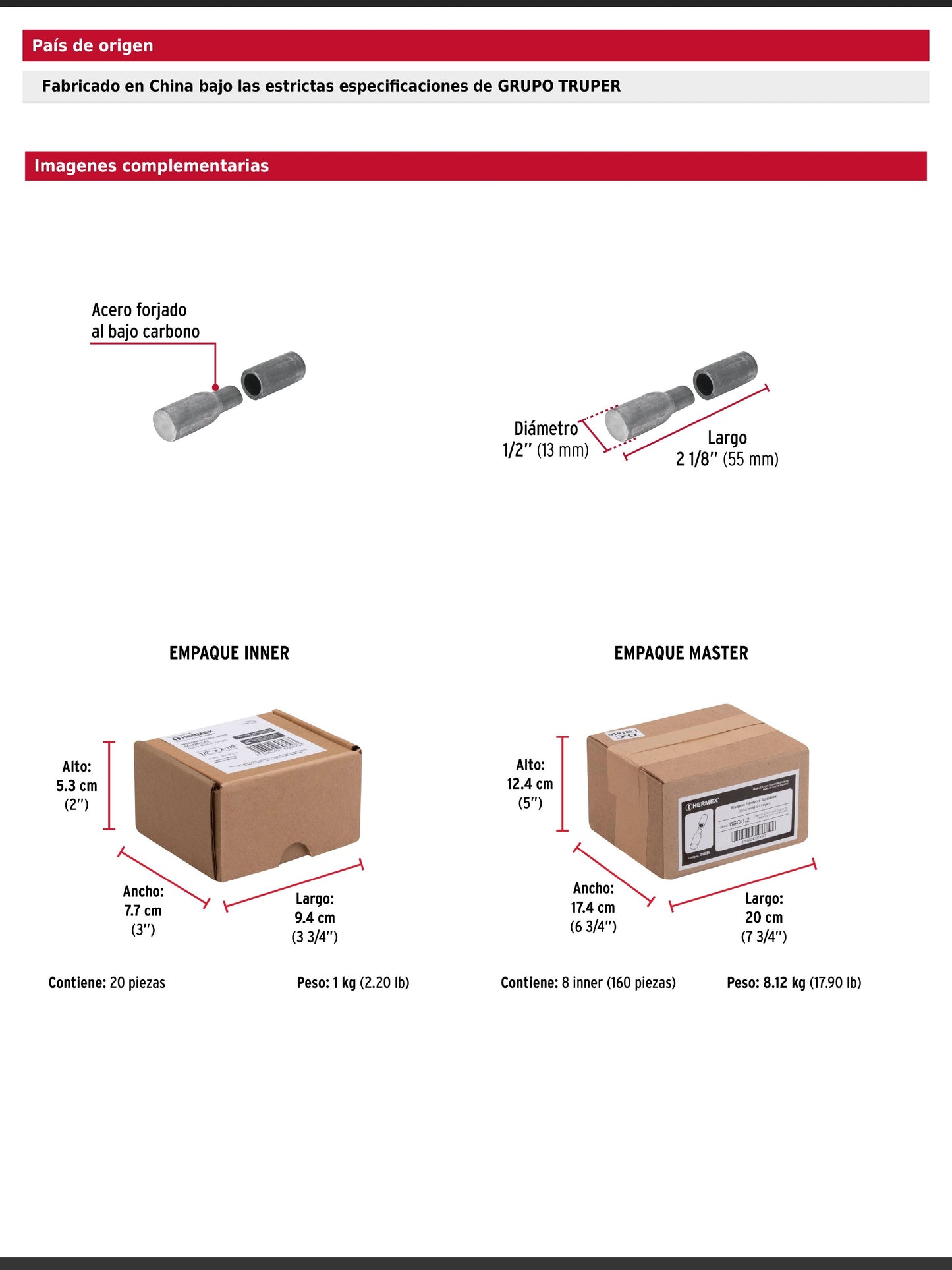 Bisagra tubular soldable de media pulgada