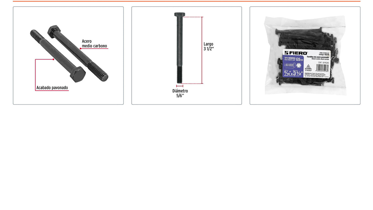 Tornillos grado 5 5/16 x 3-1/2