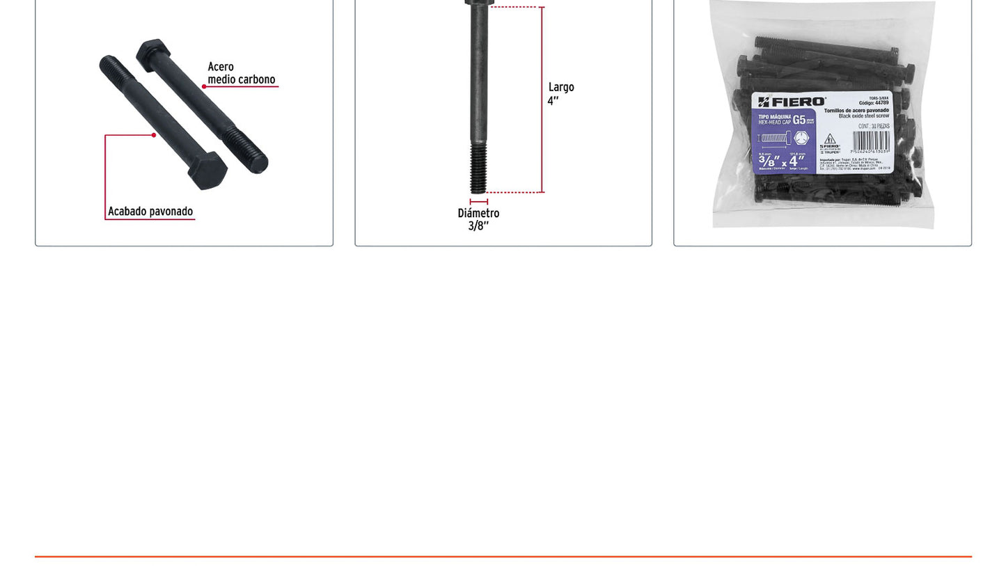 Tornillos grado 5 3/8 x 4