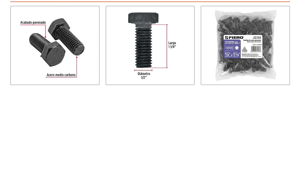 Tornillos grado 5 1/2 x 1-1/4
