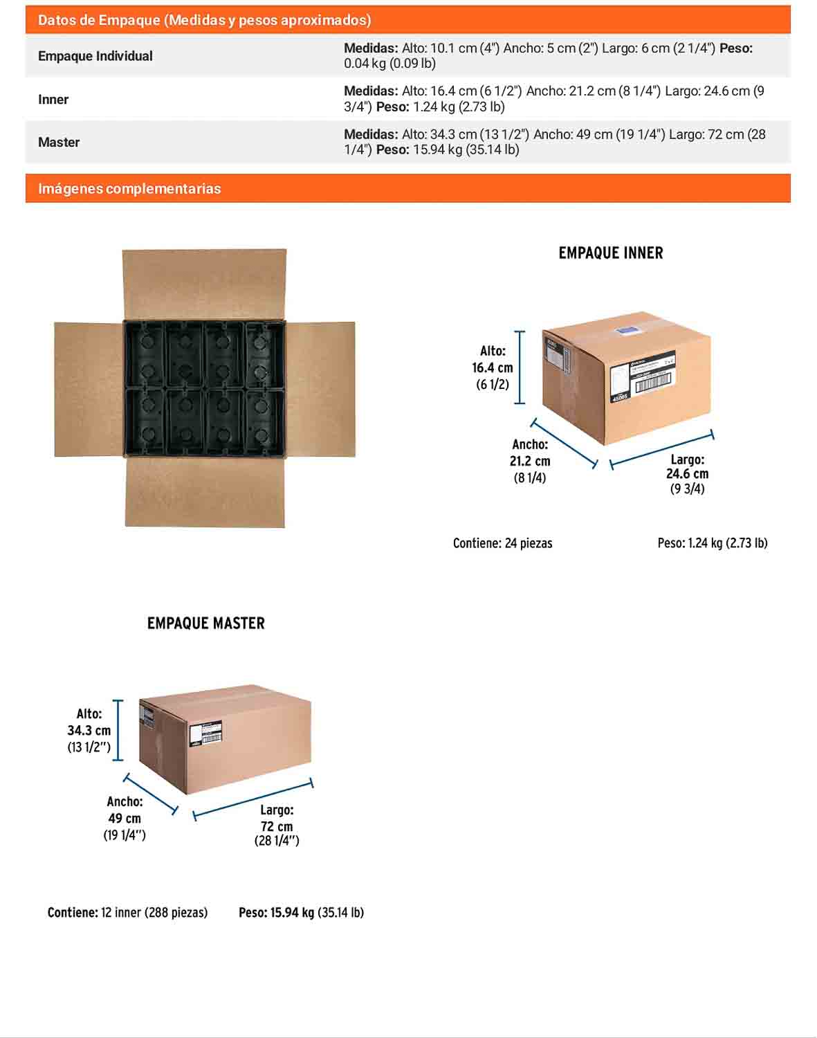 Caja chalupa 2x4 pulg plástica