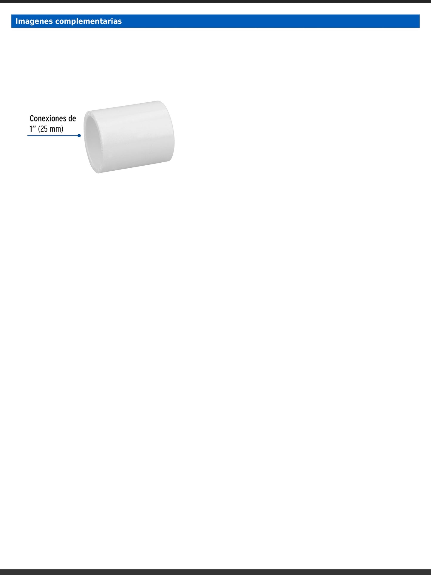 Cople de PVC cédula 40 de 1 pulgada para tubería