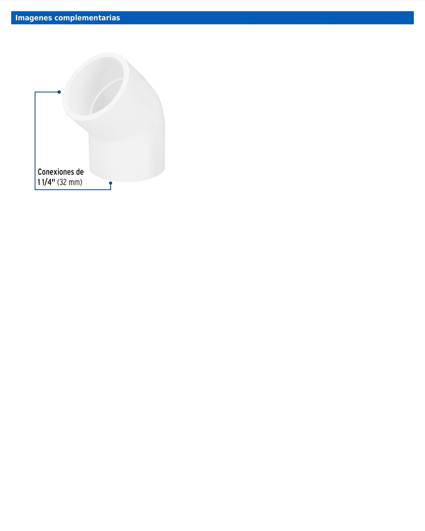 Codo de PVC de 1 1/4 pulgadas a 45 grados