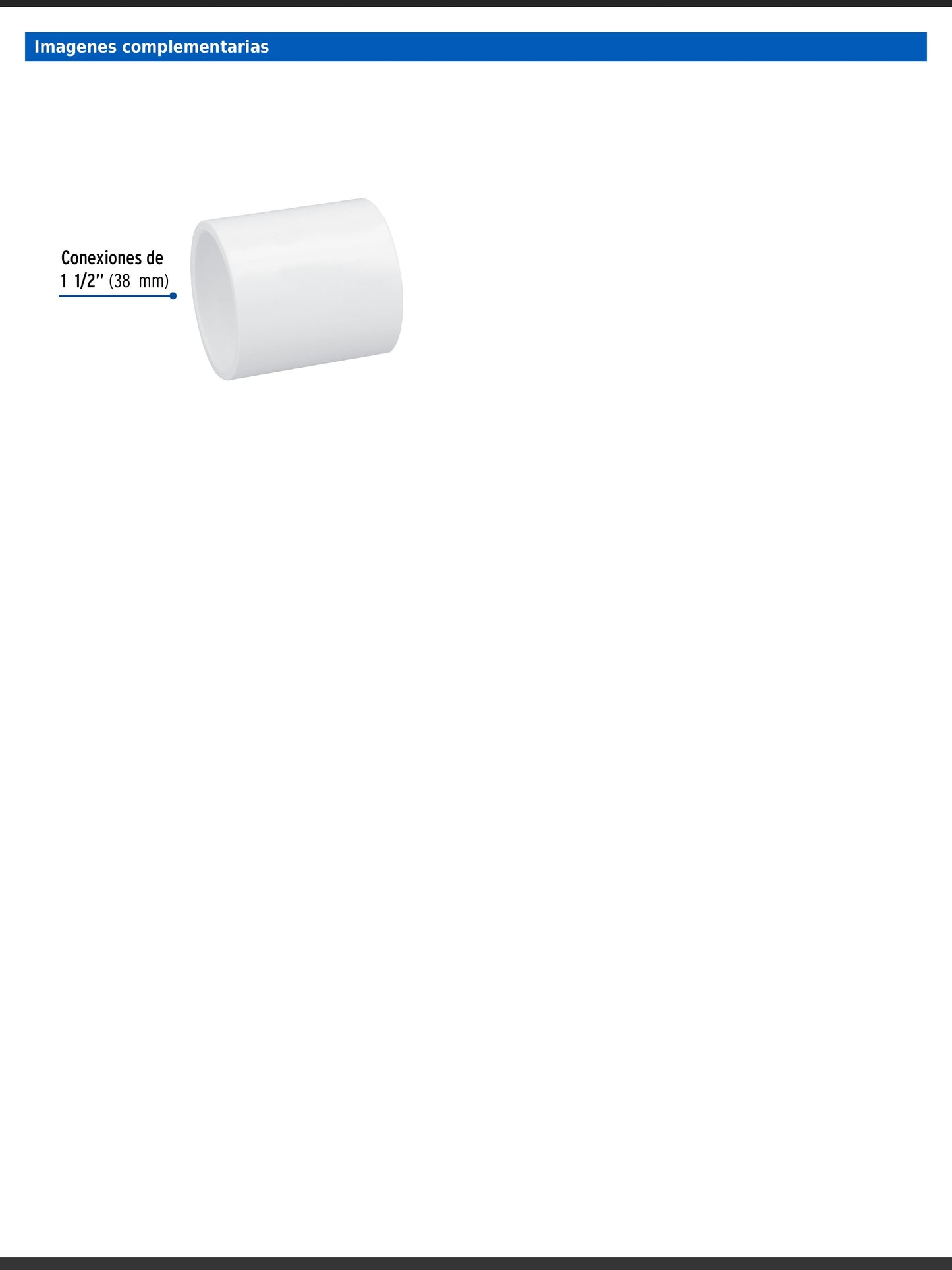 Cople de PVC cédula 40 de 1 1/2 pulgadas para tubería