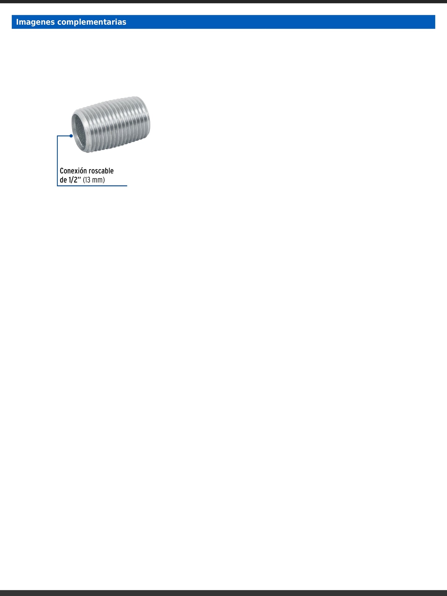 Niple de acero galvanizado de 1/2 pulgada con cuerda corrida