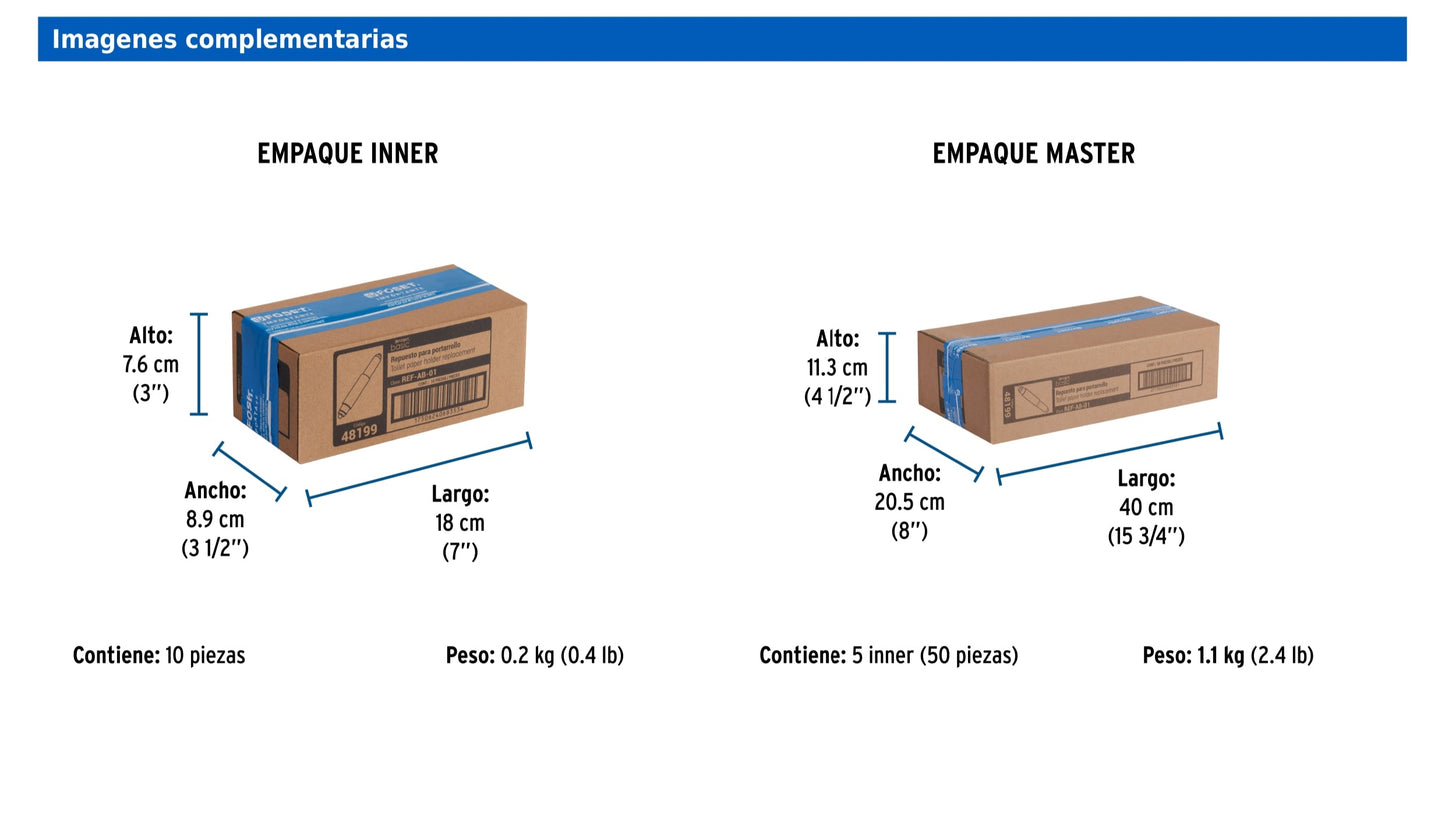 Tubo de repuesto para portarrollo plástico BASIC