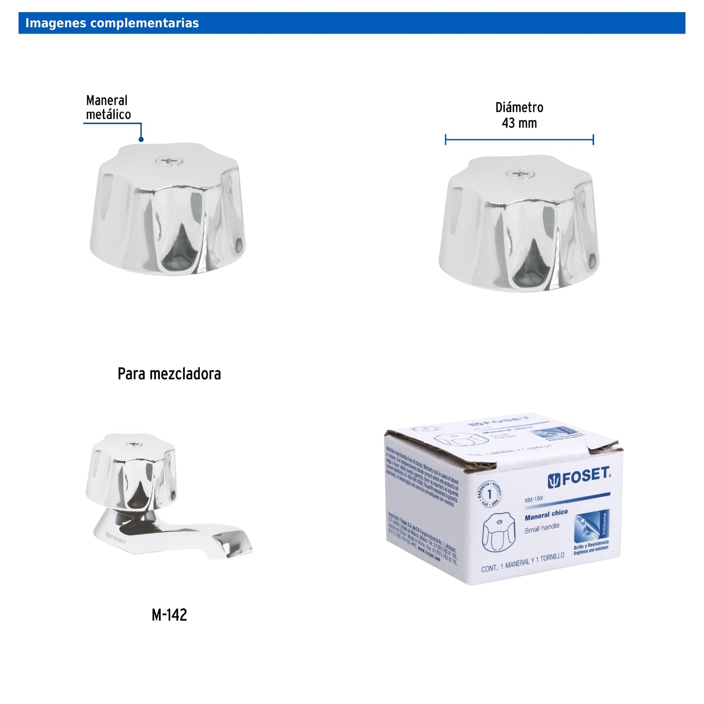 Maneral hexagonal metálico para lavabo y fregadero modelo M-142