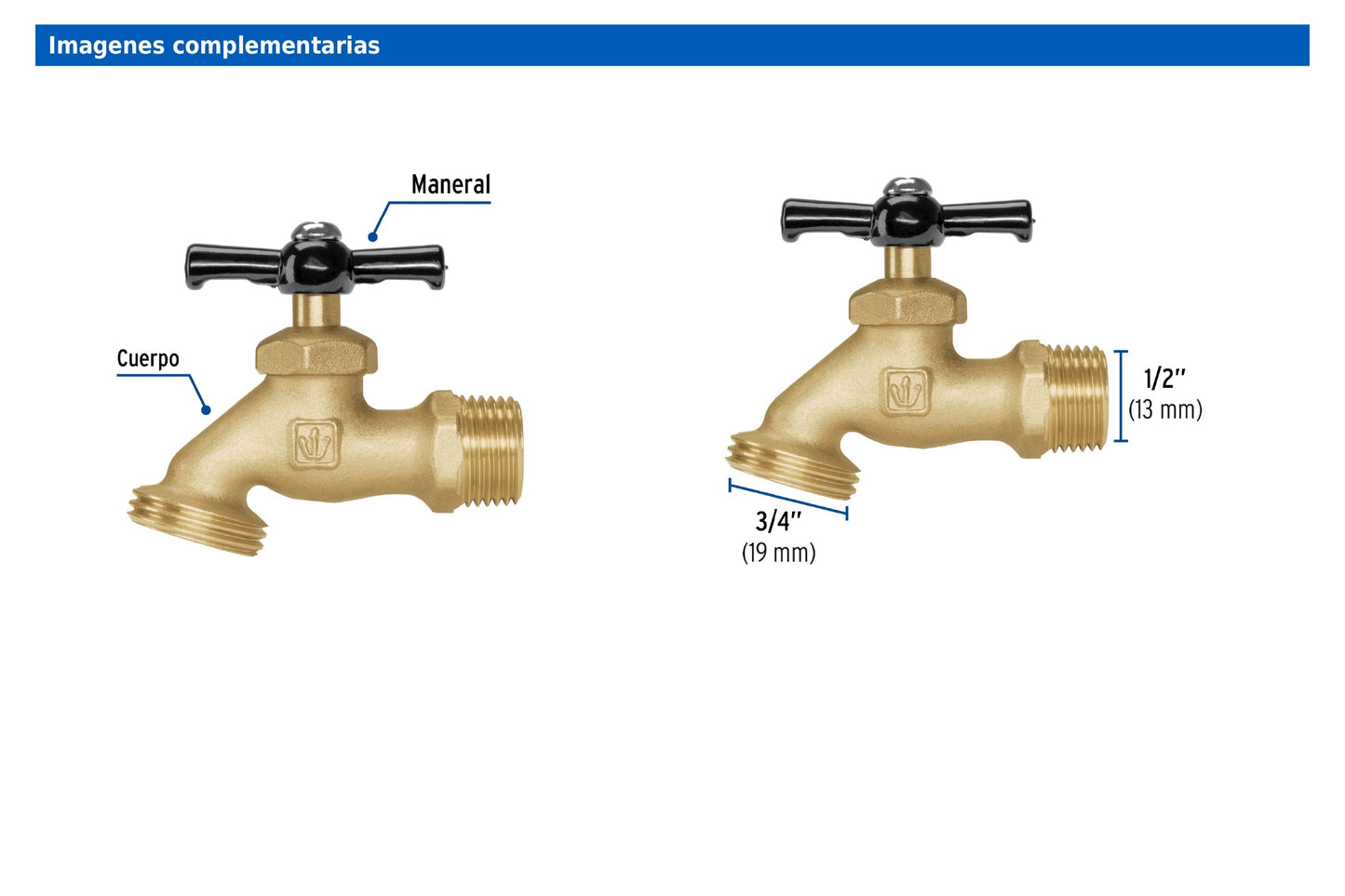 Llave para manguera de latón de 1/2 pulgada con cierre de compresión