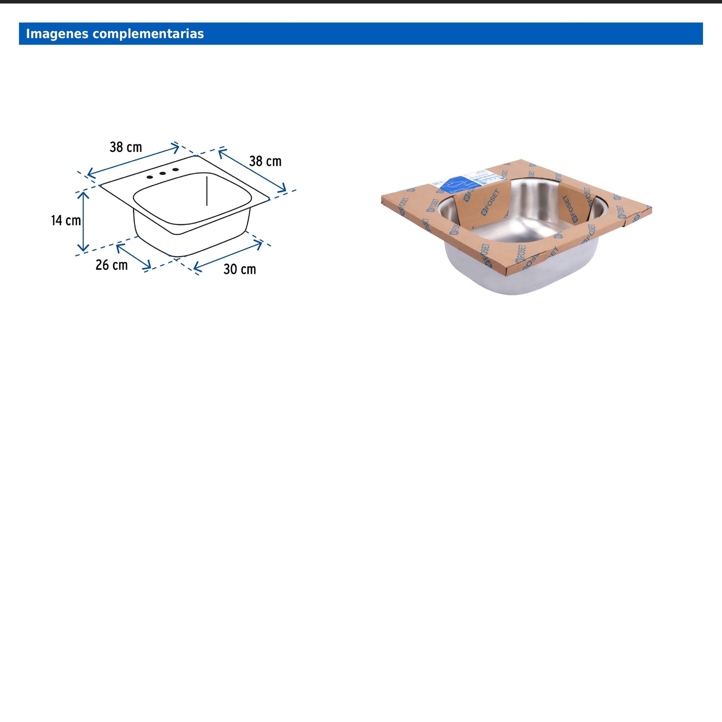 Tarja de empotrar sencilla de 38 x 38 cm con acabado satín