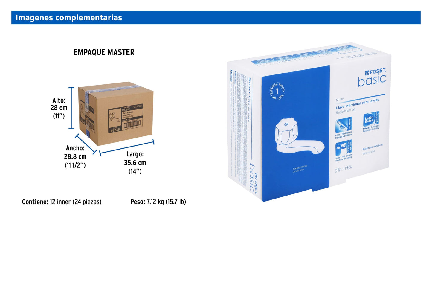 Juego de 2 llaves individuales para lavabo con manerales metálicos y cartucho cerámico