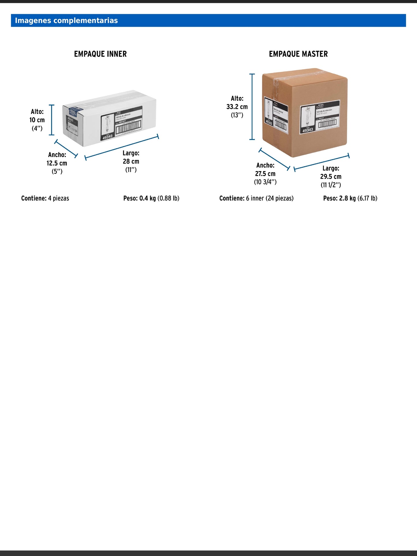 Válvula de llenado de plástico para tanque bajo de WC