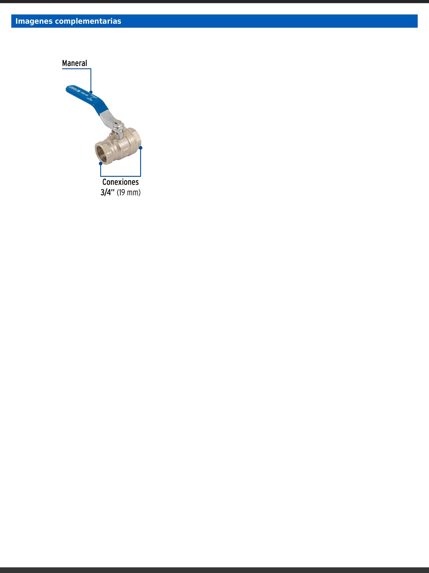 Válvula de esfera de latón roscable de 3/4 pulgada alta presión con maneral de acero