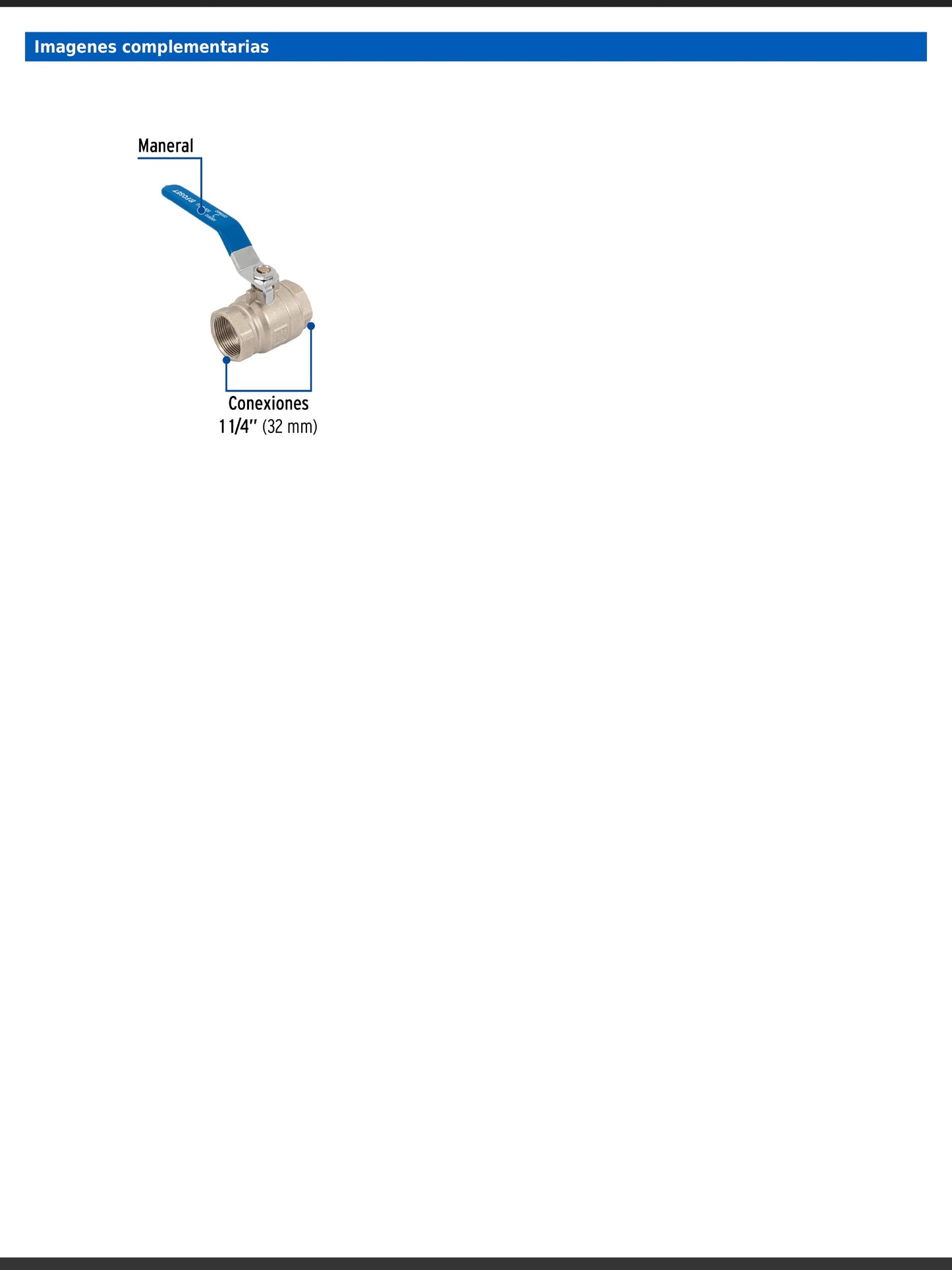 Válvula de esfera de latón roscable de 1 1/4 pulgadas alta presión con maneral de acero