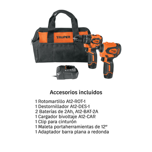 Combo rotomartillo/dest + dest/impacto, 12V TRUPER PRO · vista 2