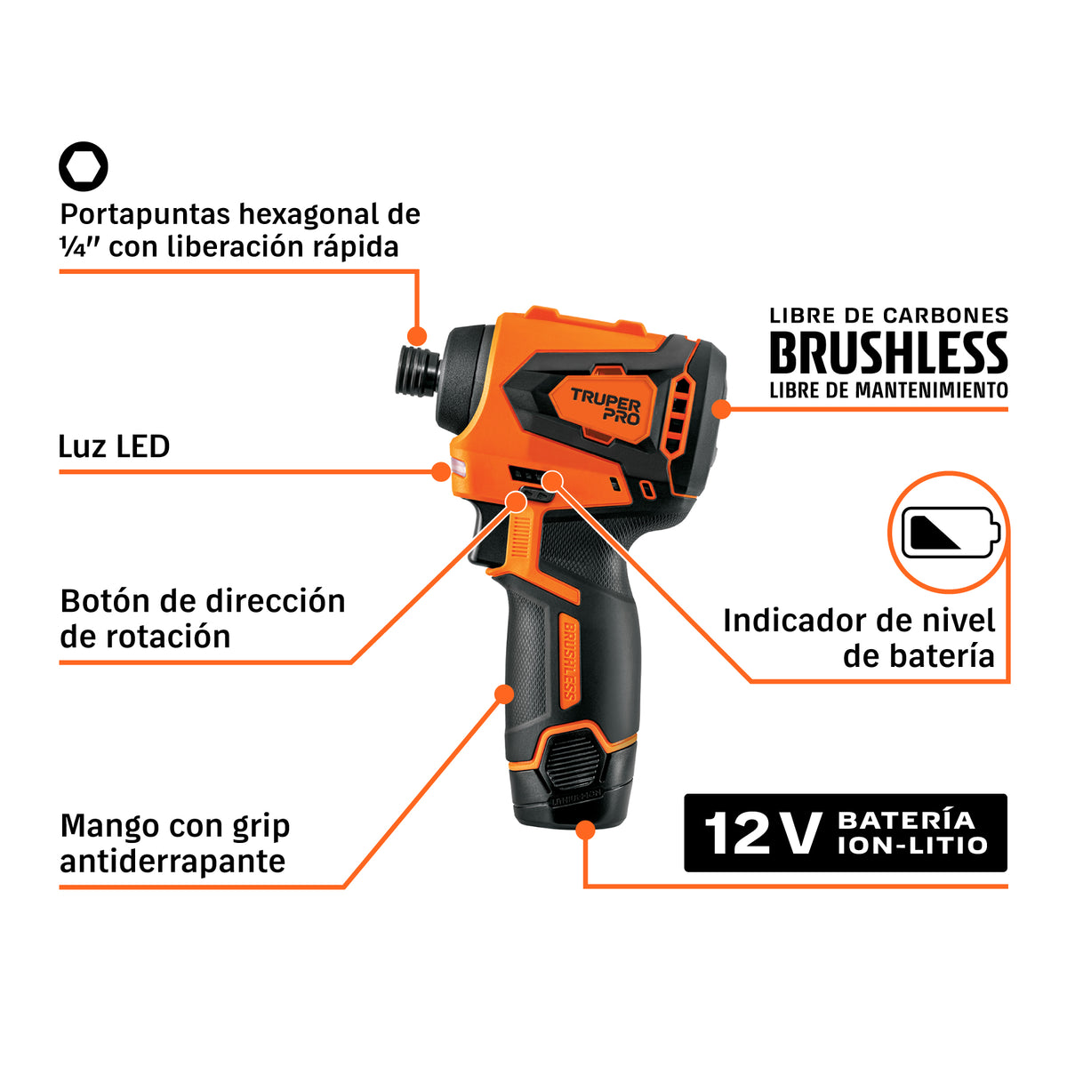 Combo rotomartillo/dest + dest/impacto, 12V TRUPER PRO · vista 8