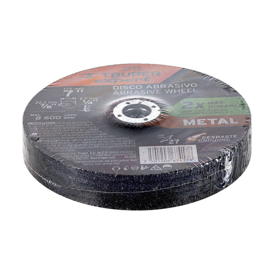 Disco tipo 27 de 7" para desbaste de metal con espesor 6.4 mm