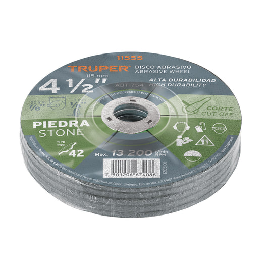 Disco de corte para piedra de 4 1/2 pulgadas con espesor de 3.2 mm