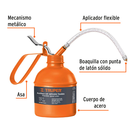 Aceitera de 500 ml con aplicador flexible