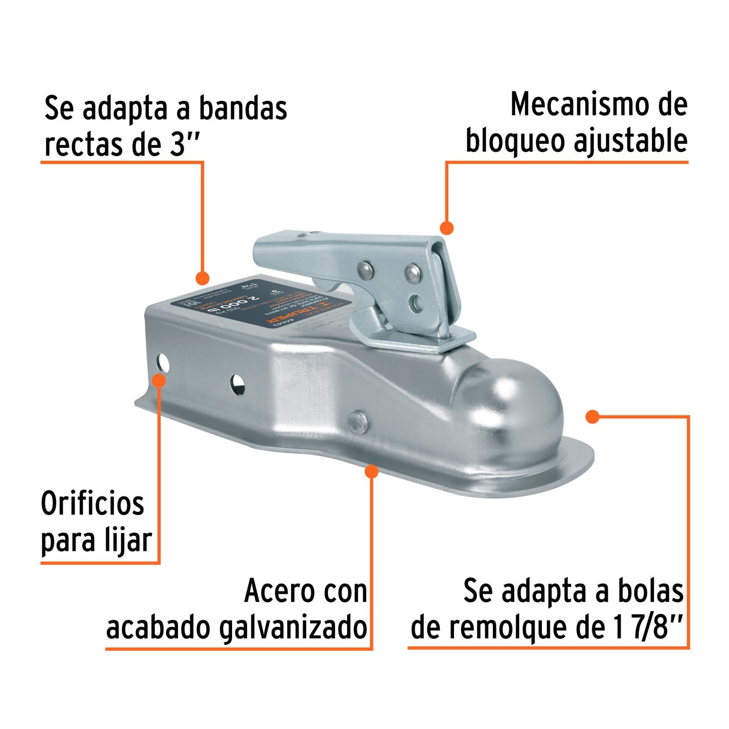 Acoplador para remolque para bola de 1-7/8"