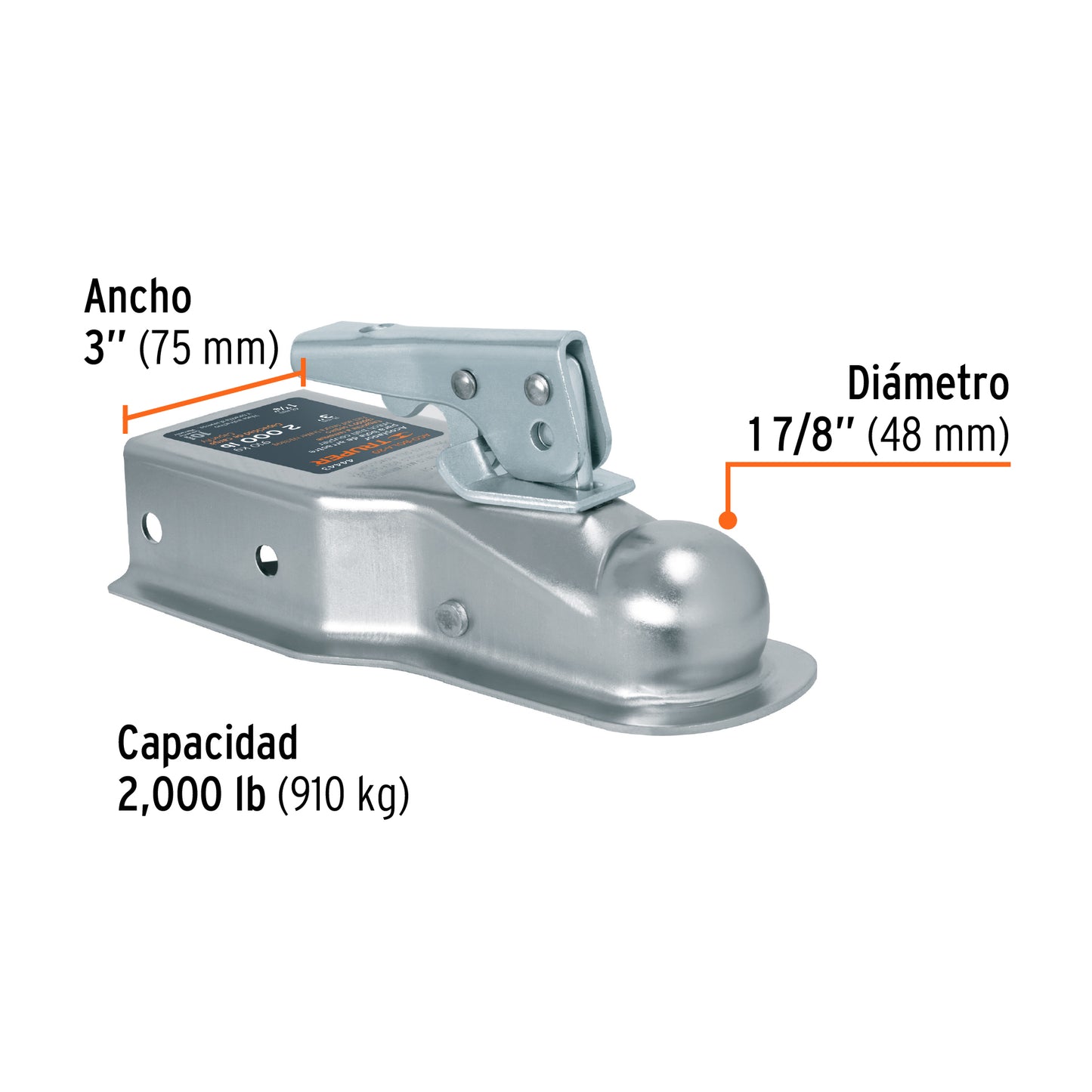 Acoplador para remolque para bola de 1-7/8"
